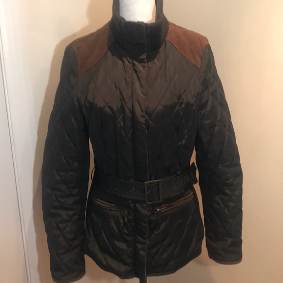 “ZARA BASIC” Quilted Olive Green Belted Jacket. - Picture 3 of 16